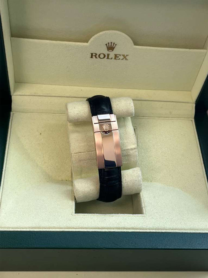 Rolex Daytona Cosmograph Ceramic Bezel Crocodile Strap Rose Gold Watch 116515LN