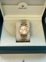 Rolex Oyster Perpetual Date Champagne Dial Diamond Bezel Yellow Gold Watch 15037