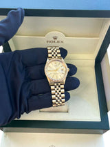 Rolex Oyster Perpetual Date Champagne Dial Diamond Bezel Yellow Gold Watch 15037