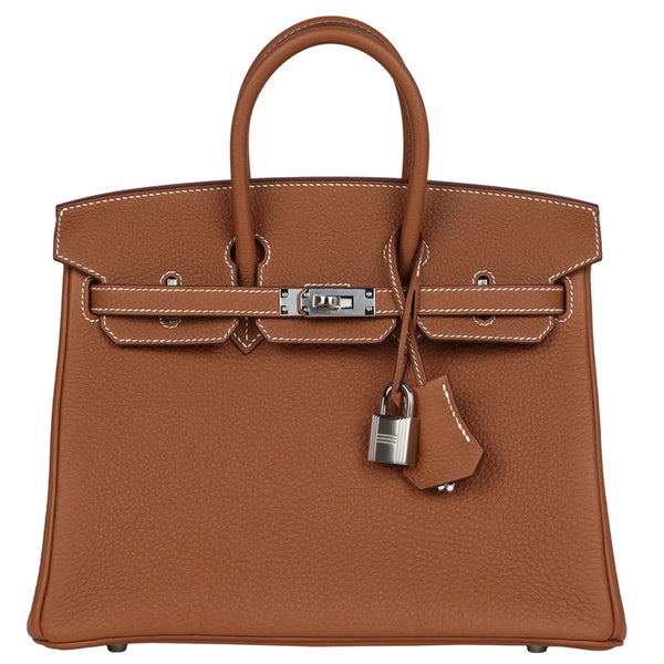 Hermes Birkin 25 Gold Togo Leather Palladium Hardware Handbag