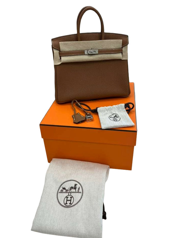 Hermes Birkin 25 Gold Togo Leather Palladium Hardware Handbag