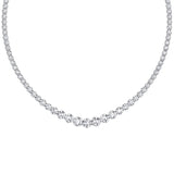 7.40ct Round Cut Diamond Tennis Necklace Crown Prong Buttercup Setting 18K Gold