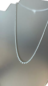 7.40ct Round Cut Diamond Tennis Necklace Crown Prong Buttercup Setting 18K Gold