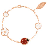 Van Cleef & Arpels Lucky Spring Bracelet MOP Carnelian Onyx 5 Motifs Rose Gold