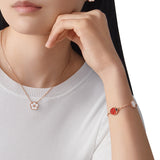 Van Cleef & Arpels Lucky Spring Bracelet MOP Carnelian Onyx 5 Motifs Rose Gold