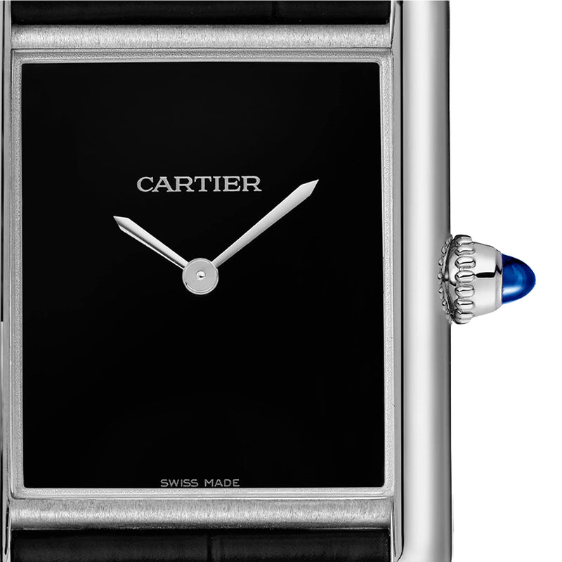 Cartier Tank Must de Cartier Watch Black Lacquered Dial Steel Watch WSTA0108