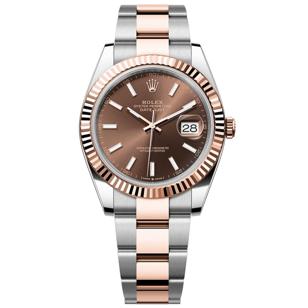 Rolex Datejust 41mm Two-Tone Rose Gold Oystersteel Chocolate Dial Watch 126331