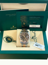 Rolex Datejust 41mm Two-Tone Rose Gold Oystersteel Chocolate Dial Watch 126331