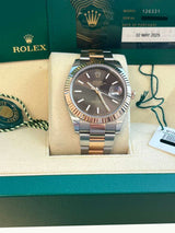 Rolex Datejust 41mm Two-Tone Rose Gold Oystersteel Chocolate Dial Watch 126331