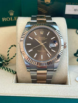 Rolex Datejust 41mm Two-Tone Rose Gold Oystersteel Chocolate Dial Watch 126331