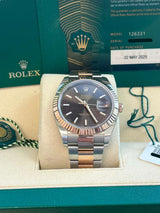Rolex Datejust 41mm Two-Tone Rose Gold Oystersteel Chocolate Dial Watch 126331