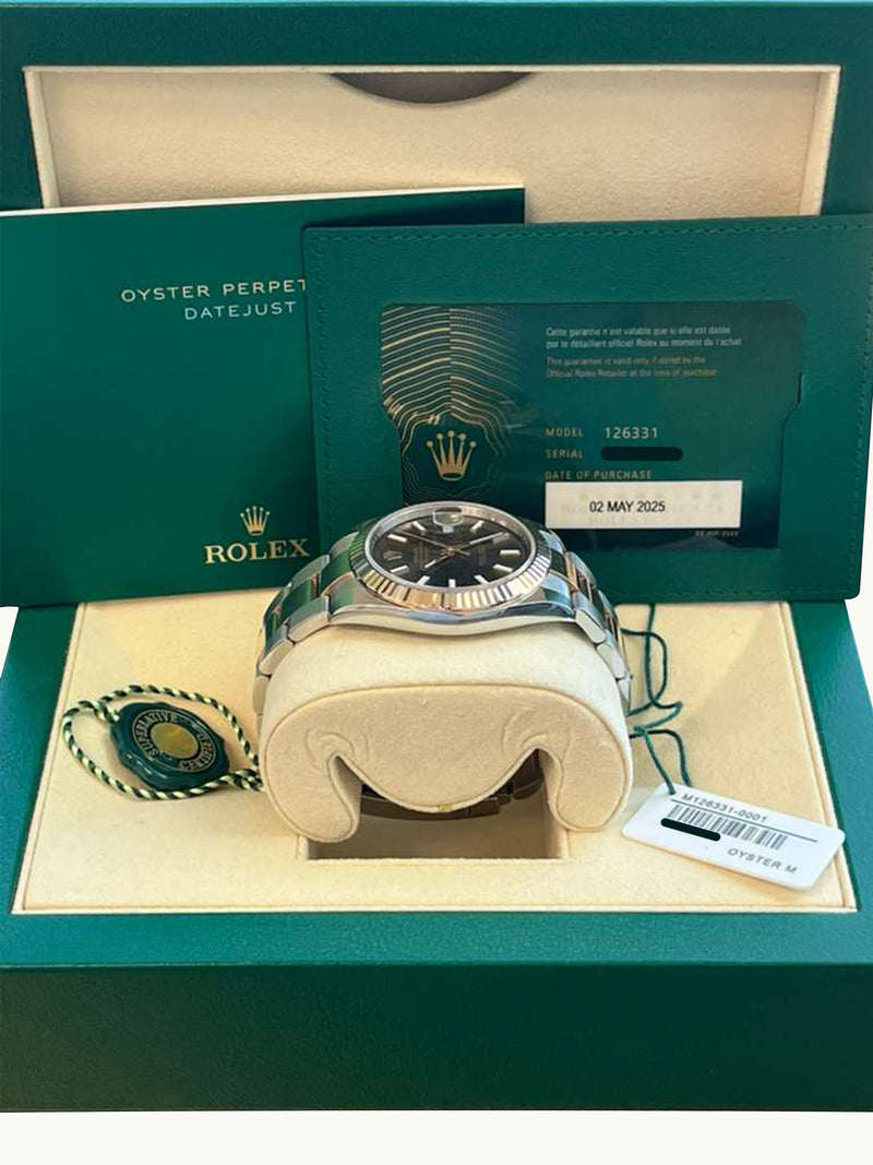 Rolex Datejust 41mm Two-Tone Rose Gold Oystersteel Chocolate Dial Watch 126331