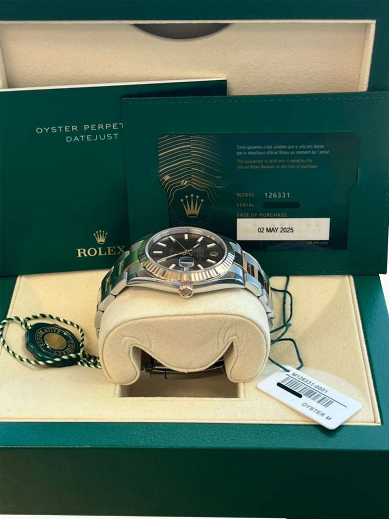 Rolex Datejust 41mm Two-Tone Rose Gold Oystersteel Chocolate Dial Watch 126331
