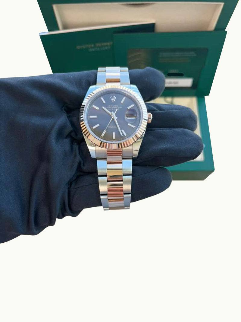 Rolex Datejust 41mm Two-Tone Rose Gold Oystersteel Chocolate Dial Watch 126331