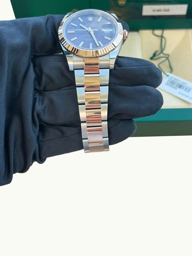 Rolex Datejust 41mm Two-Tone Rose Gold Oystersteel Chocolate Dial Watch 126331