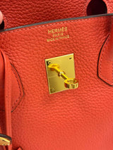 Hermes Birkin 35cm Rouge Pivoine Clemence Leather Gold Hardware Handbag