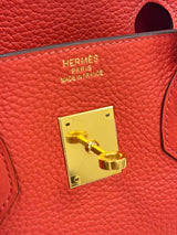 Hermes Birkin 35cm Rouge Pivoine Clemence Leather Gold Hardware Handbag
