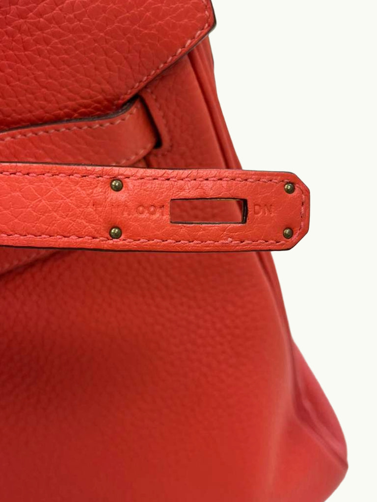 Hermes Birkin 35cm Rouge Pivoine Clemence Leather Gold Hardware Handbag