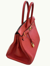 Hermes Birkin 35cm Rouge Pivoine Clemence Leather Gold Hardware Handbag