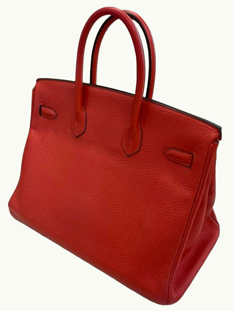 Hermes Birkin 35cm Rouge Pivoine Clemence Leather Gold Hardware Handbag
