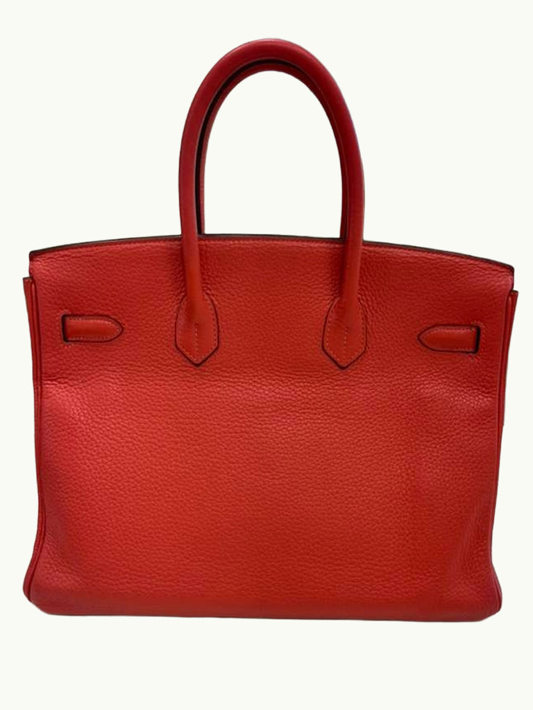 Hermes Birkin 35cm Rouge Pivoine Clemence Leather Gold Hardware Handbag