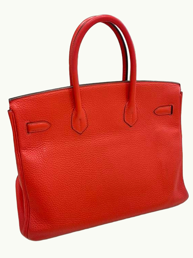 Hermes Birkin 35cm Rouge Pivoine Clemence Leather Gold Hardware Handbag