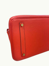 Hermes Birkin 35cm Rouge Pivoine Clemence Leather Gold Hardware Handbag