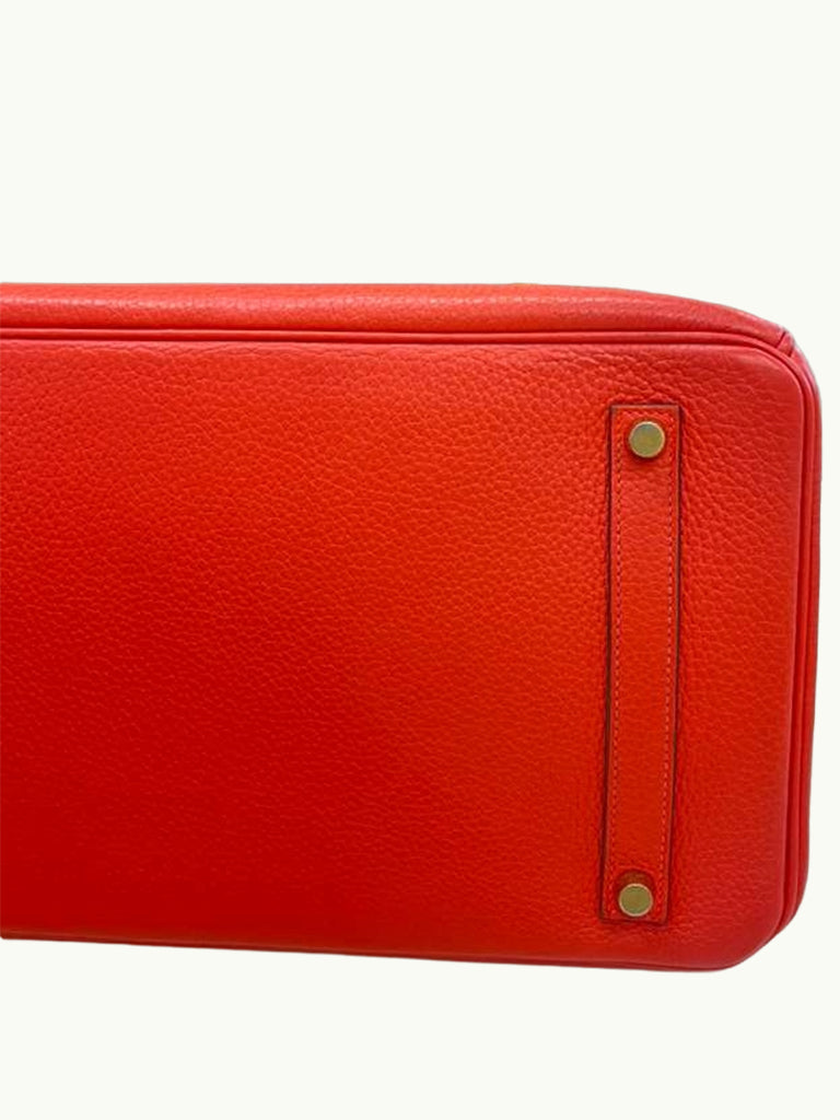 Hermes Birkin 35cm Rouge Pivoine Clemence Leather Gold Hardware Handbag