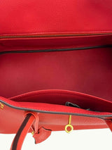 Hermes Birkin 35cm Rouge Pivoine Clemence Leather Gold Hardware Handbag