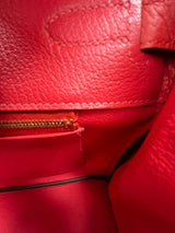Hermes Birkin 35cm Rouge Pivoine Clemence Leather Gold Hardware Handbag