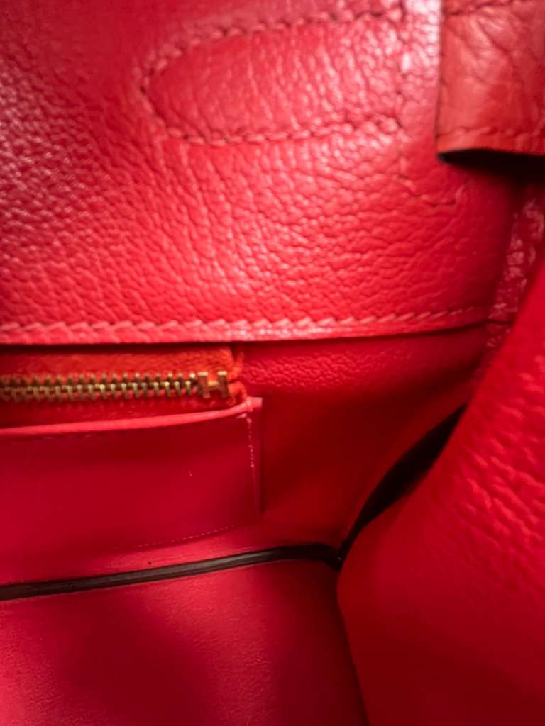 Hermes Birkin 35cm Rouge Pivoine Clemence Leather Gold Hardware Handbag
