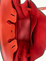 Hermes Birkin 35cm Rouge Pivoine Clemence Leather Gold Hardware Handbag