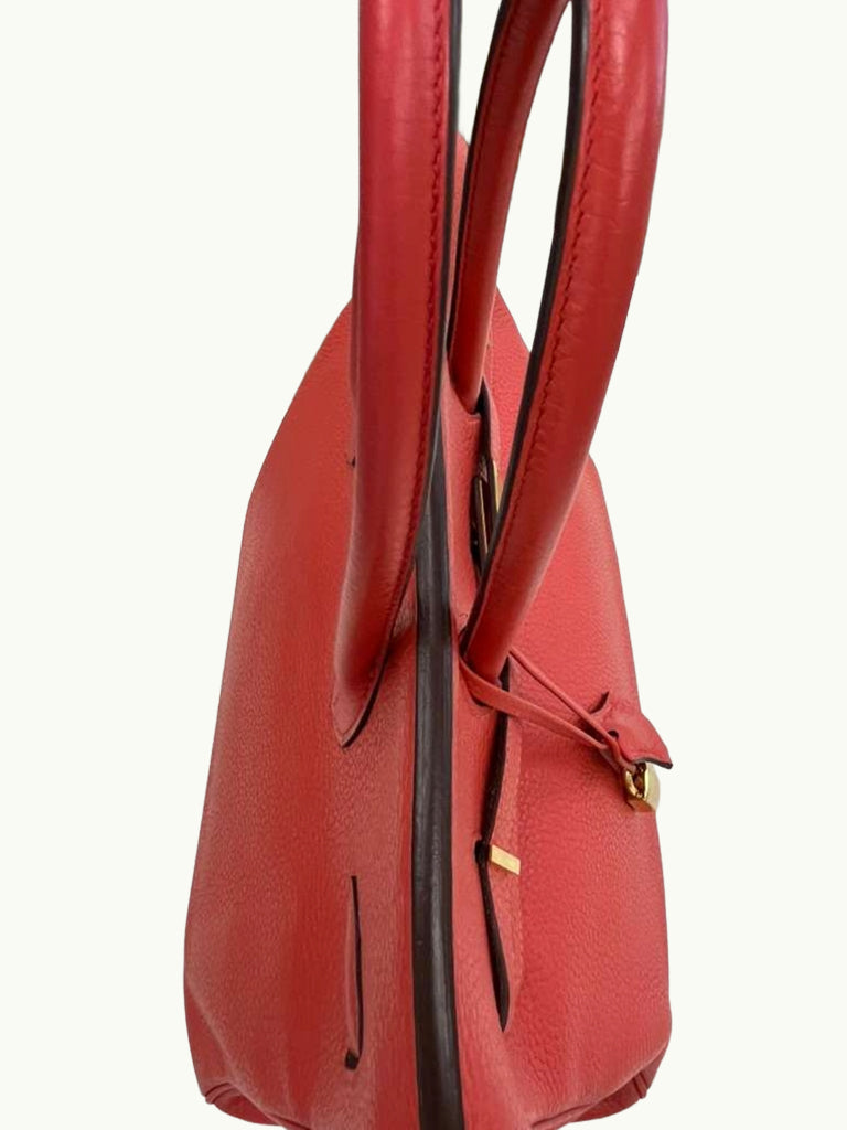 Hermes Birkin 35cm Rouge Pivoine Clemence Leather Gold Hardware Handbag