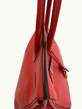 Hermes Birkin 35cm Rouge Pivoine Clemence Leather Gold Hardware Handbag