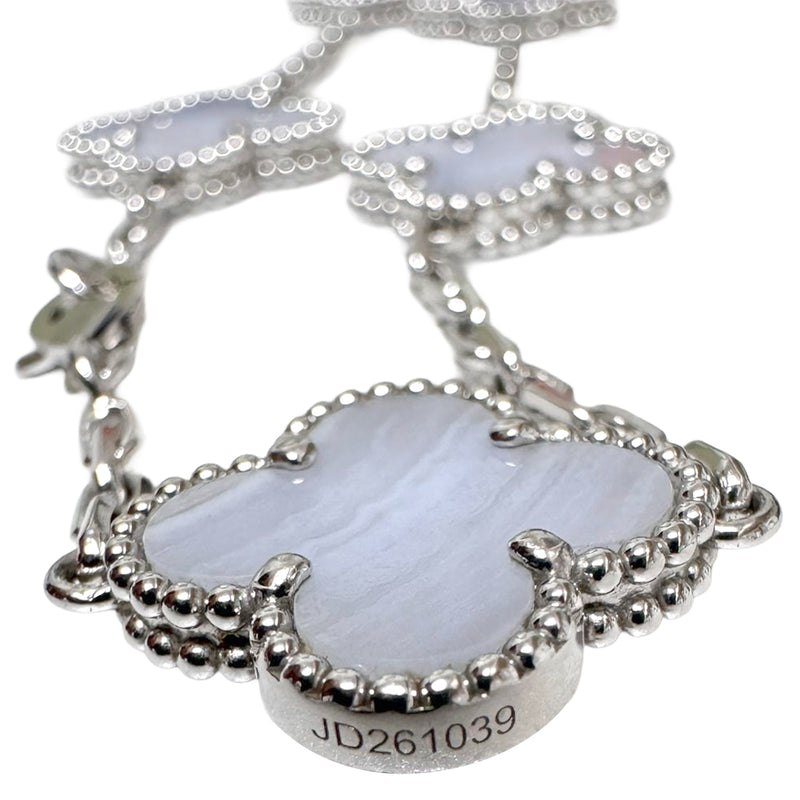 Van Cleef & Arpels Vintage Alhambra Long Necklace 20 Chalcedony Motifs 18k Gold