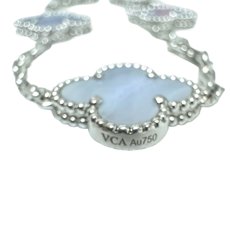 Van Cleef & Arpels Vintage Alhambra Long Necklace 20 Chalcedony Motifs 18k Gold