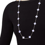 Van Cleef & Arpels Vintage Alhambra Long Necklace 20 Chalcedony Motifs 18k Gold