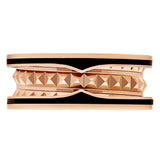 Bulgari B.zero1 Rock Two-Band Studded Spiral Black Ceramic Ring 18K Rose Gold