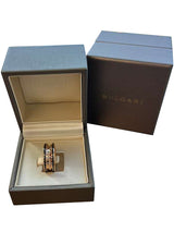 Bulgari B.zero1 Rock Two-Band Studded Spiral Black Ceramic Ring 18K Rose Gold