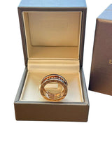 Bulgari B.zero1 Rock Two-Band Studded Spiral Black Ceramic Ring 18K Rose Gold