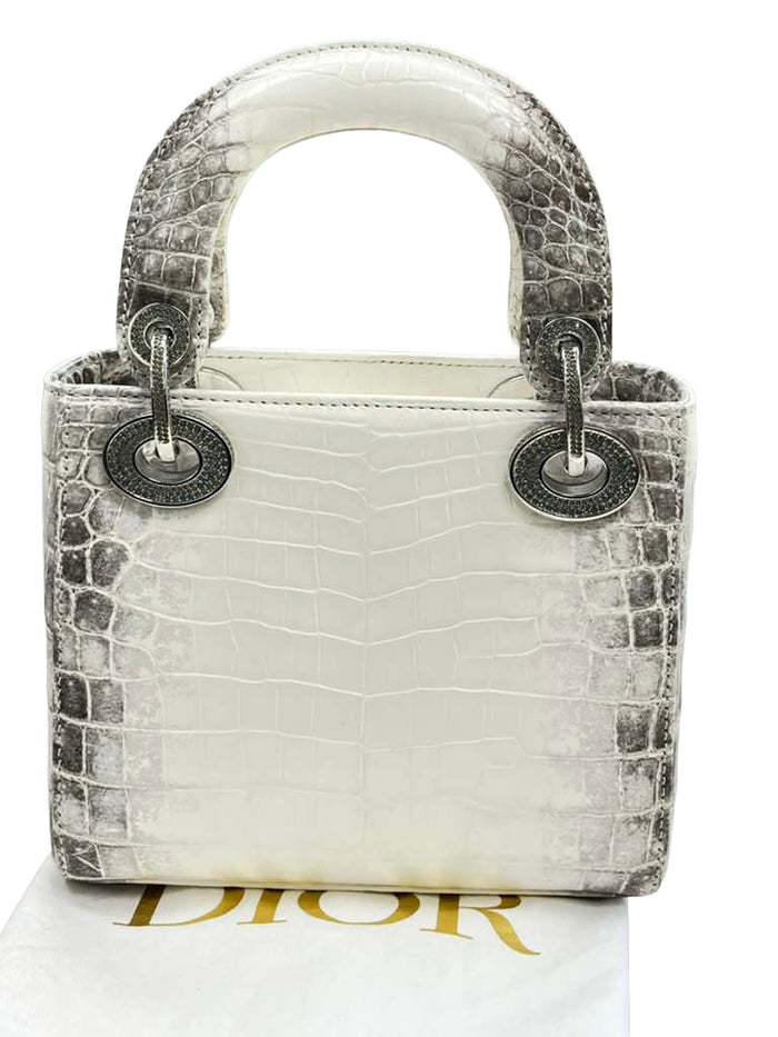 Christian Dior Lady Dior Bag Niloticus Crocodile Himalaya White