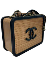 Chanel Vanity Case Chip-On Wood Leather Box with Chain Strap AS2927
