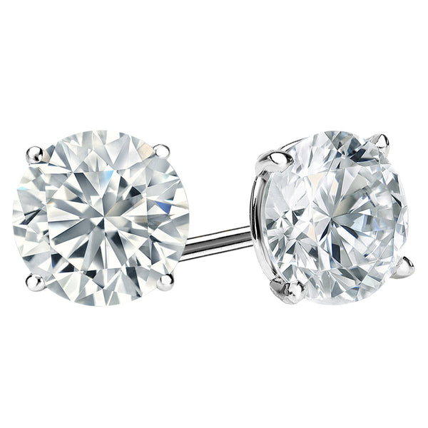 3.80ctw GIA Natural Round Brilliant Diamond 4 Prong Martini Setting Earrings