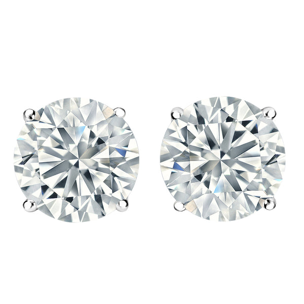 3.80ctw GIA Natural Round Brilliant Diamond 4 Prong Martini Setting Earrings