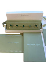 Van Cleef & Arpels Vintage Alhambra Bracelet Malachite 5 Motifs 18K Yellow Gold