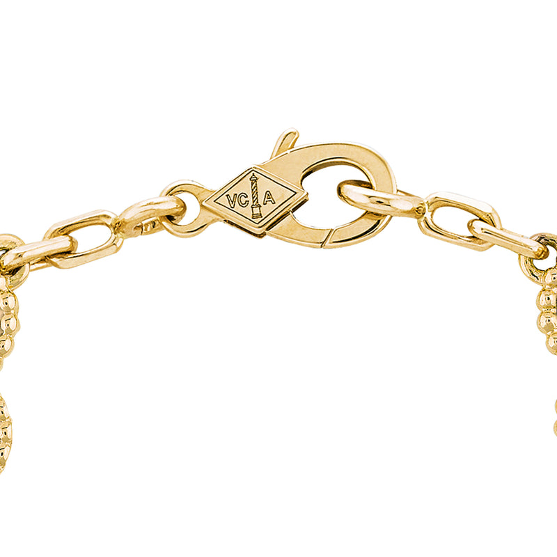 Van Cleef & Arpels Vintage Alhambra Bracelet Malachite 5 Motifs 18K Yellow Gold