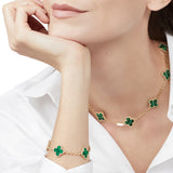 Van Cleef & Arpels Vintage Alhambra Bracelet Malachite 5 Motifs 18K Yellow Gold