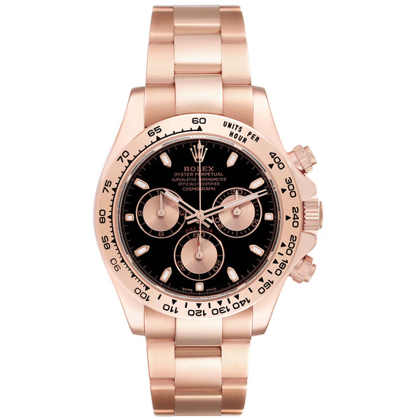 Rolex Daytona Chronograph 40mm Black Dial 18K Rose Gold Mens Watch 116505