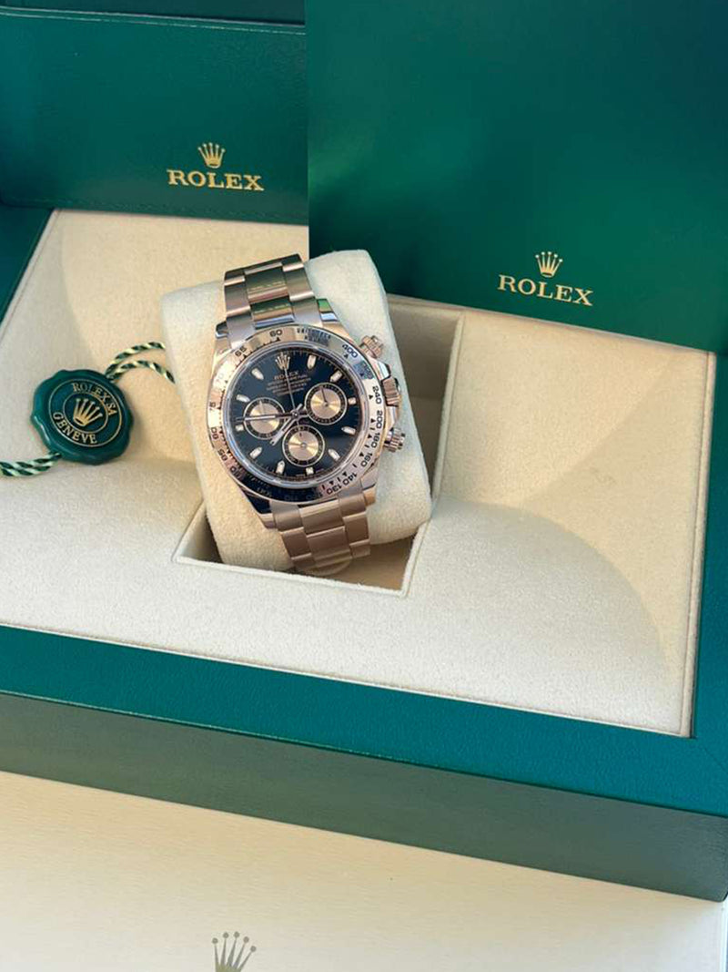 Rolex Daytona Chronograph 40mm Black Dial 18K Rose Gold Mens Watch 116505