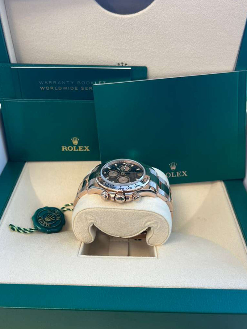 Rolex Daytona Chronograph 40mm Black Dial 18K Rose Gold Mens Watch 116505